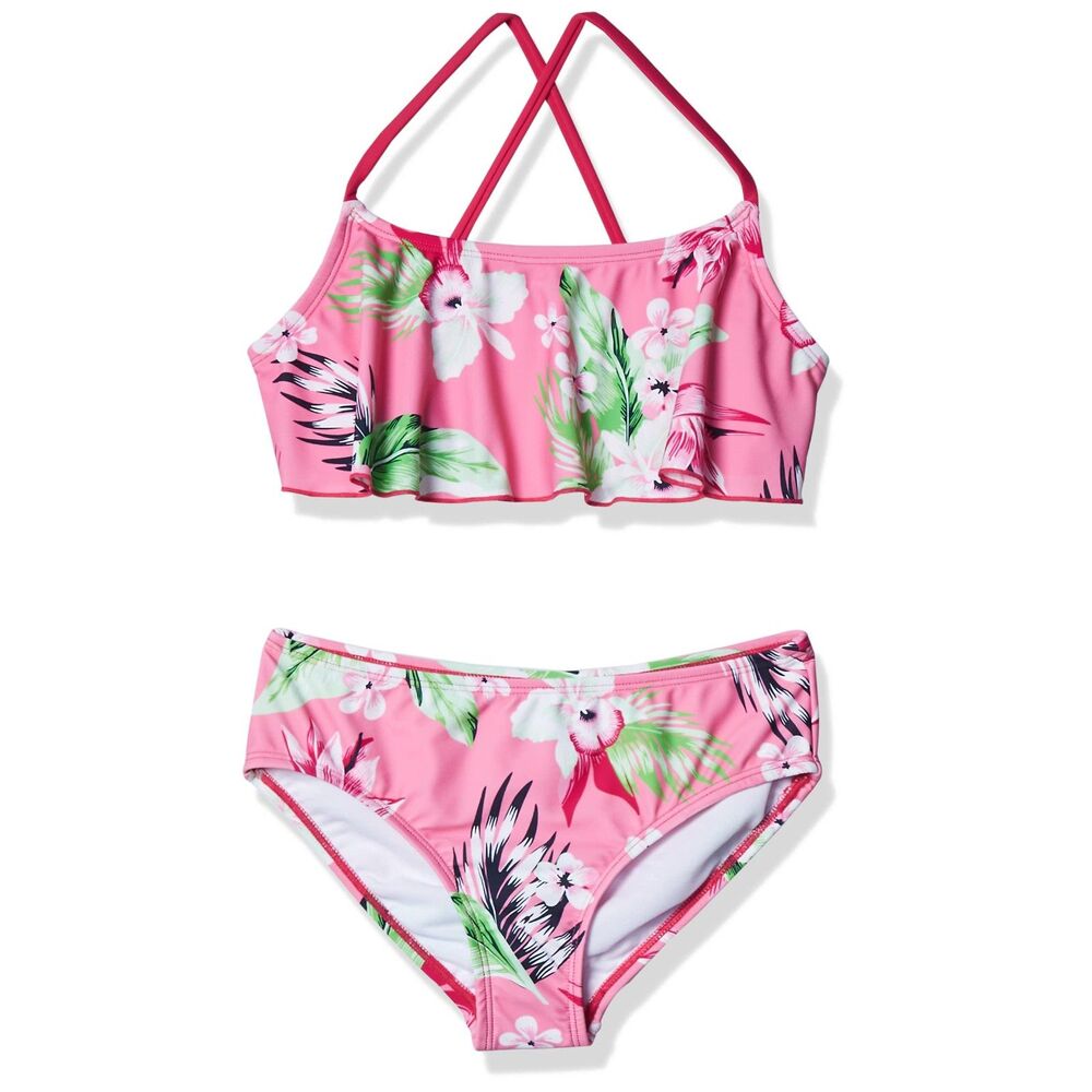 Kanu Surf Girls Flounce Bikini Beach Sport 2 Piece Swimsuit Alania Floral Pink 6